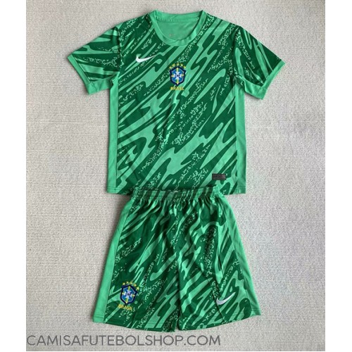 Camisa de time de futebol Brasil Goleiro Replicas 1º Equipamento Infantil Copa America 2024 Manga Curta (+ Calças curtas)